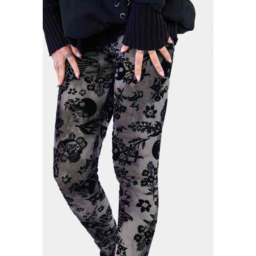 Jawbreaker - Flocked Skull Leggings - Gris